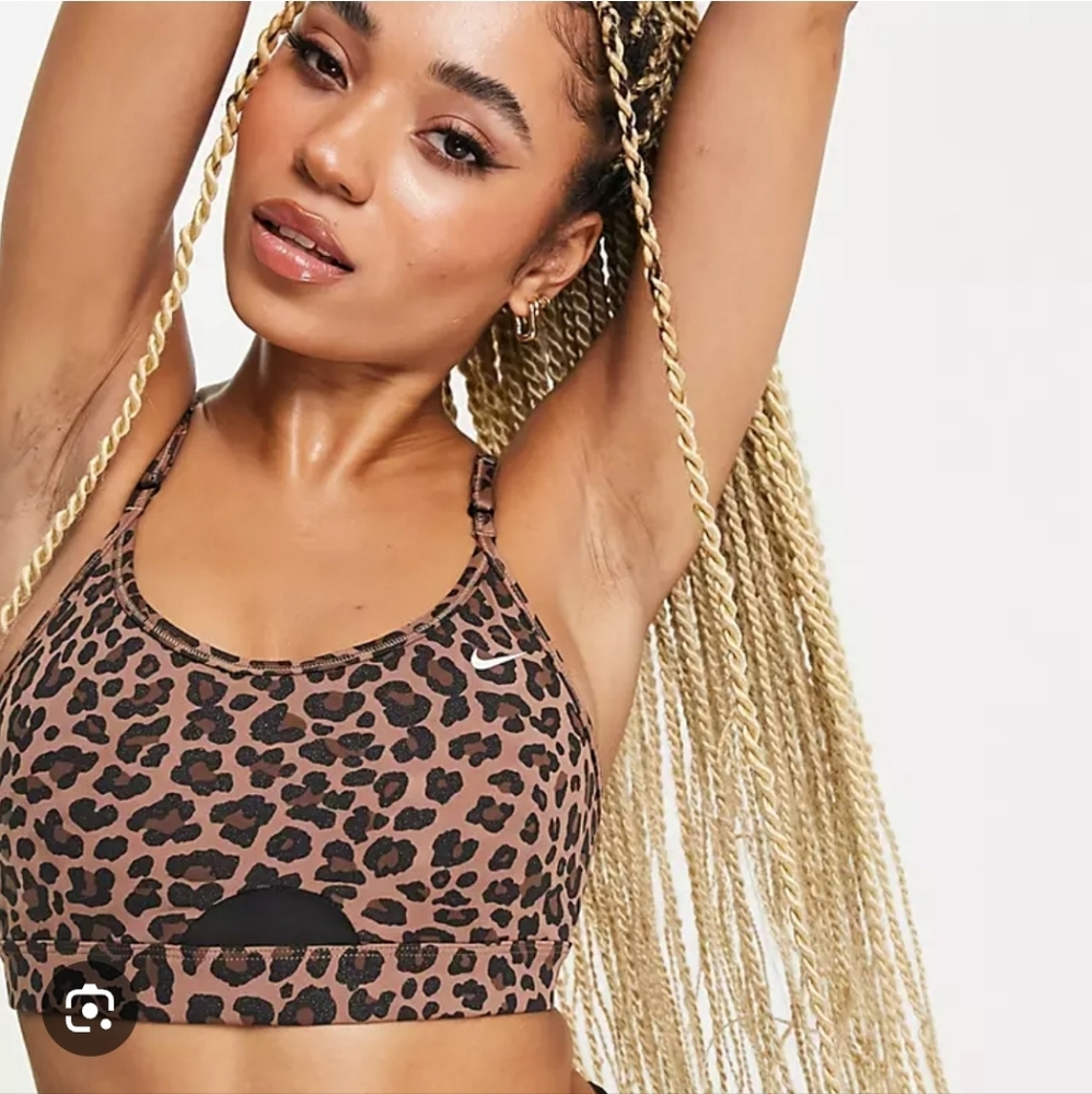 NIKE DRI FIT INDY BLACK/ BROWN GLITTER SPORTS BRA XL NEW